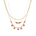 Collar con Cuarzo Rosa acabado oro 18k - Omlia