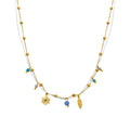 Collar con Cristal Azul acabado oro 18k - Thase