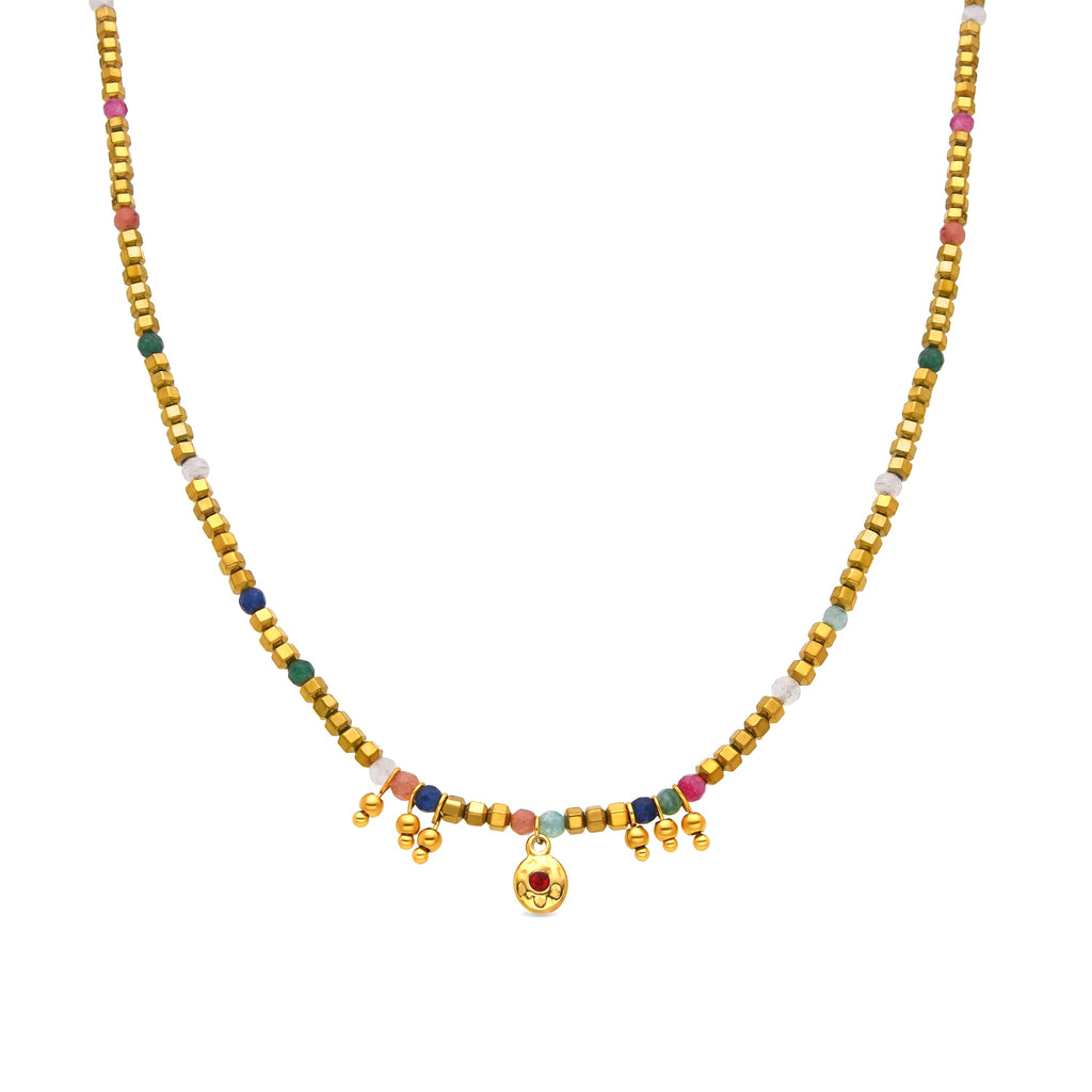 Collar con Cristal Multicolor acabado oro 18k - Damya