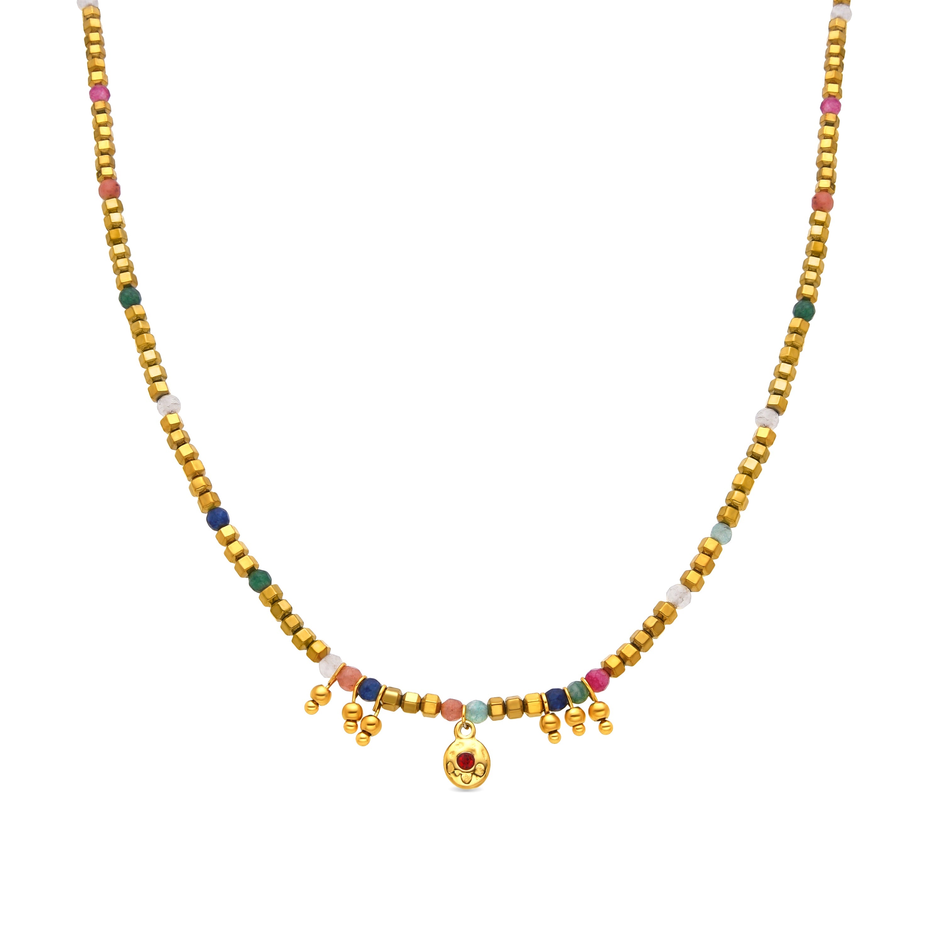 Collar con Cristal Multicolor acabado oro 18k - Damya