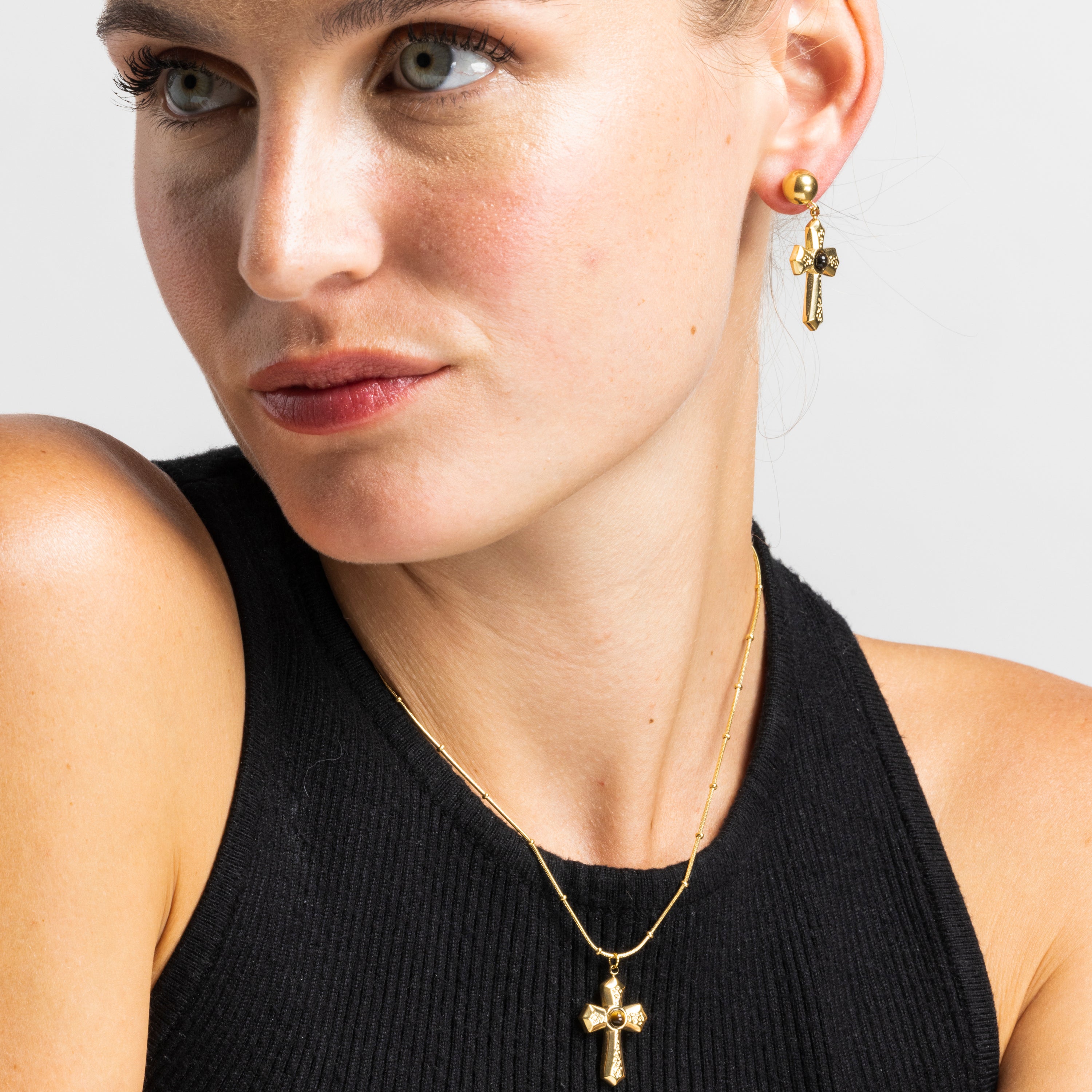 Collar con Ojo de Tigre acabado oro 18k - Anleh