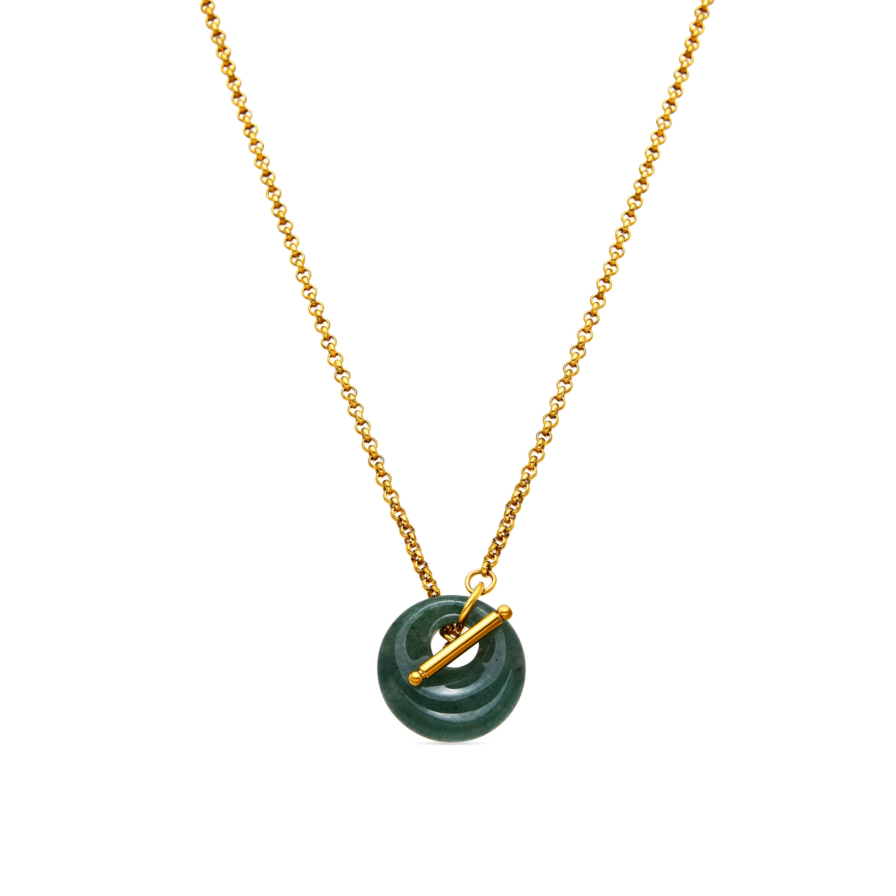Collar con Jade Verde acabado oro 18k - Zaira