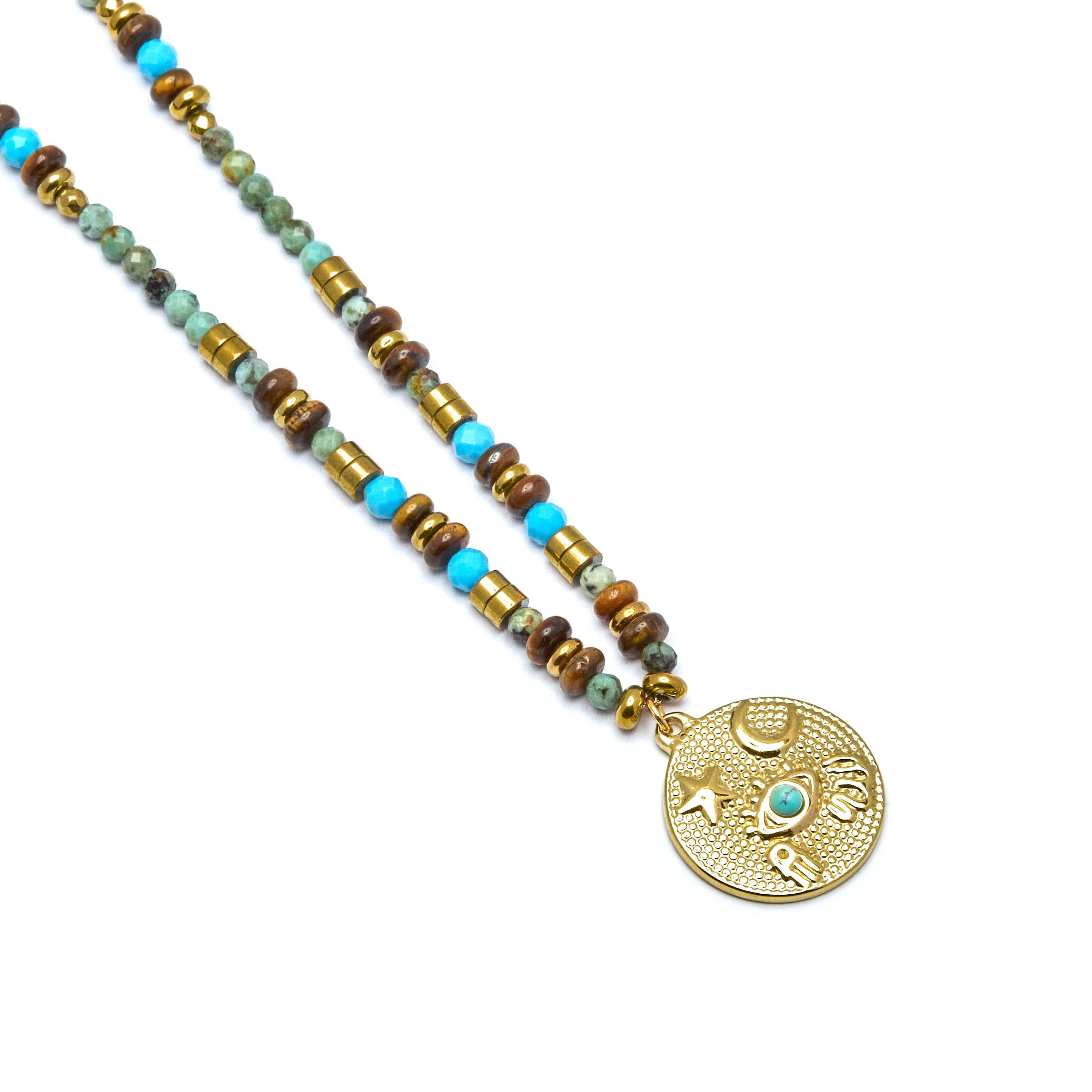 Collar con Multicolor Piedra Natural acabado oro 18k - Salki