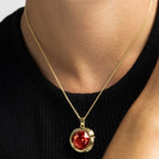 Collar con Cristal Azul acabado oro 18k - Nianli
