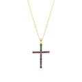 Collar con Circonita Multicolor acabado oro 18k - Serox