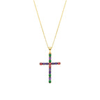 Collar con Circonita Multicolor acabado oro 18k - Serox