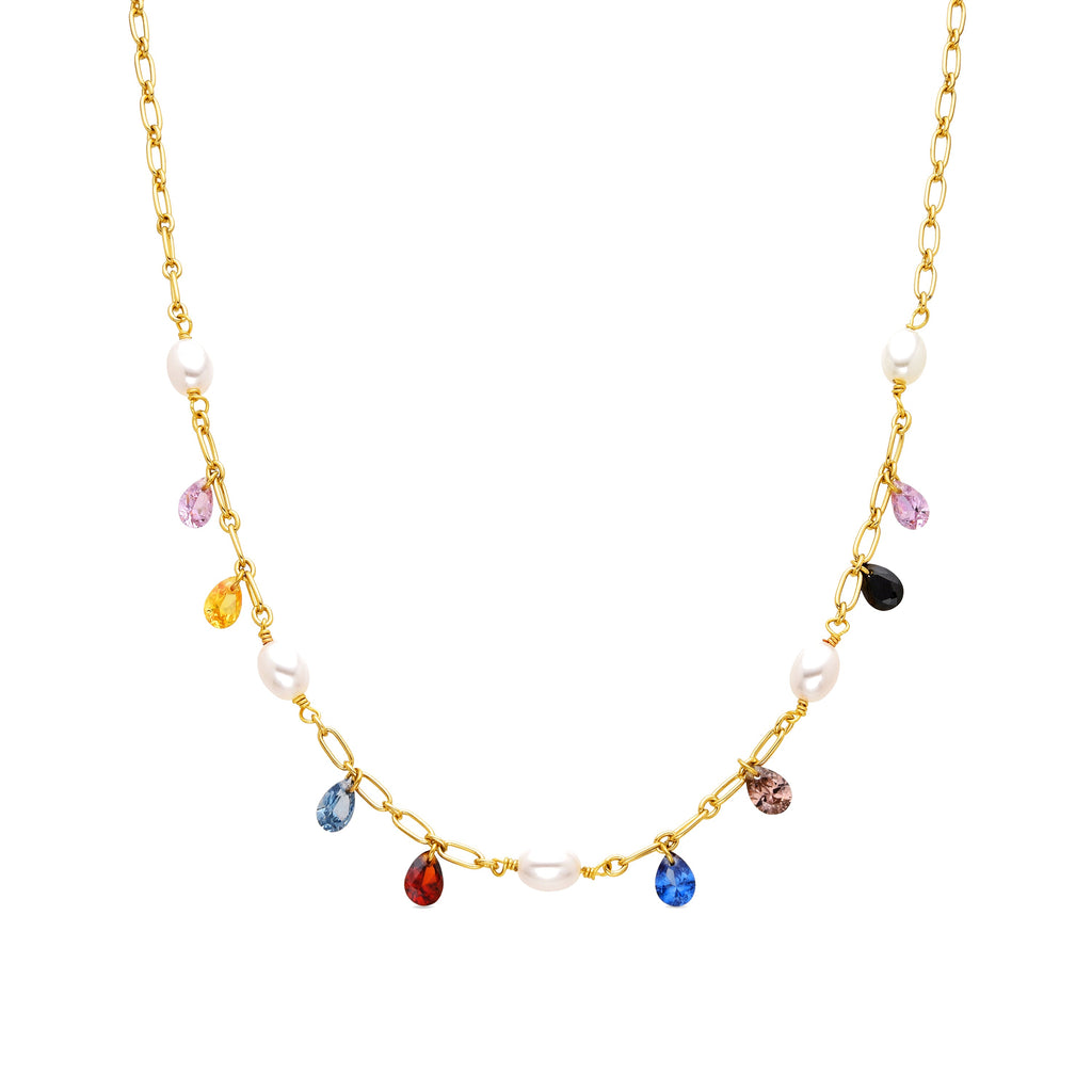 Collar con Perla Blanca acabado oro 18k - Lalxy