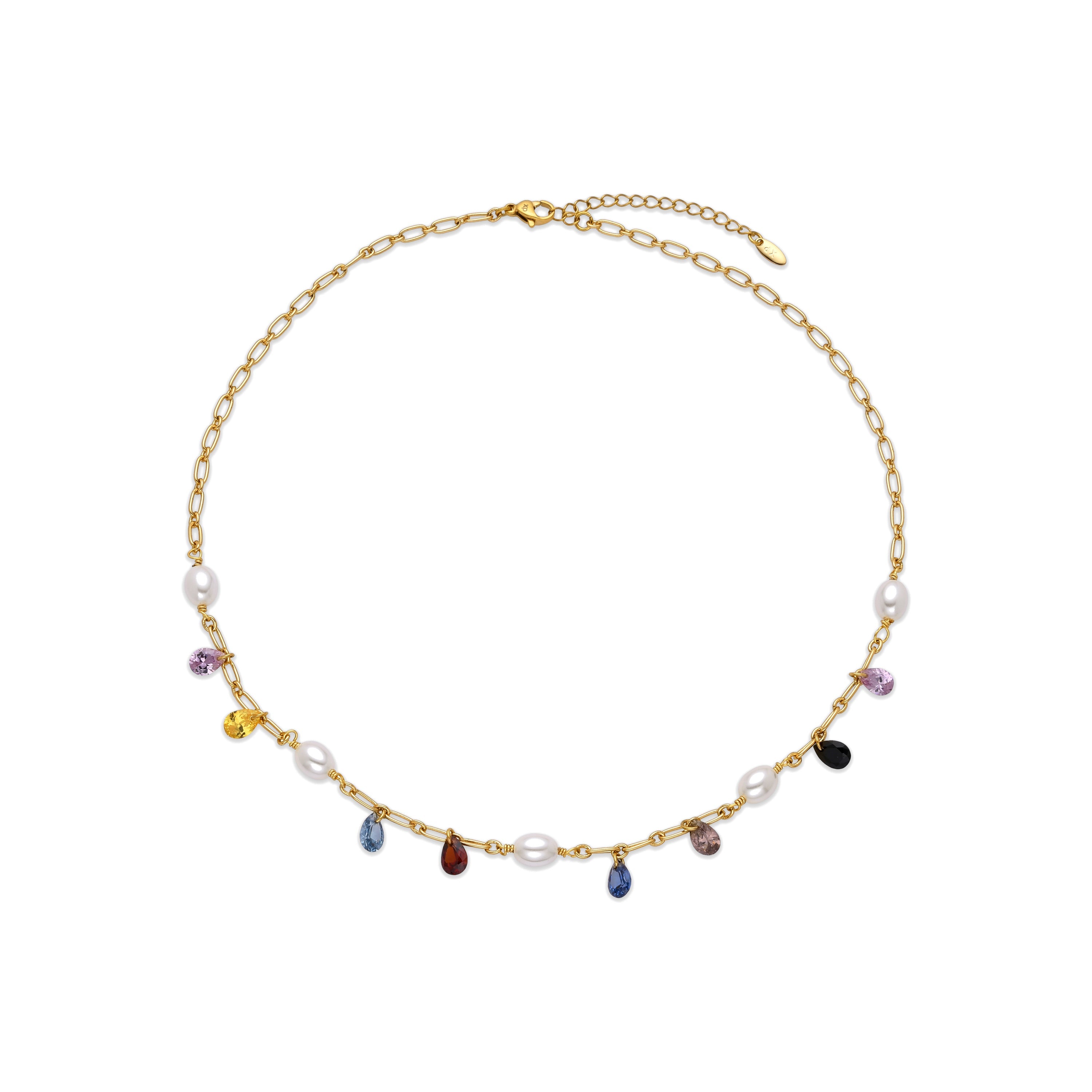 Collar con Perla Blanca acabado oro 18k - Lalxy