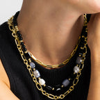 Collar con Resina Negra acabado oro 18k - Nyste