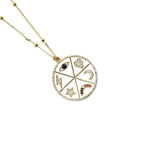 Collar con Circonita Multicolor acabado oro 18k - Thiem