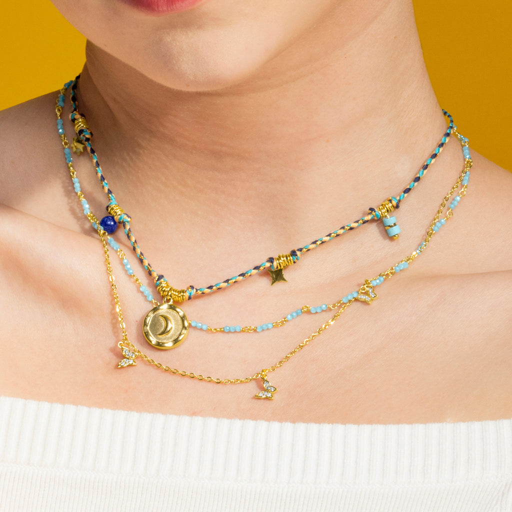 Collar con Cristal Azul acabado oro 18k - Zinli