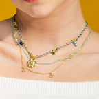 Collar con Cristal Azul acabado oro 18k - Zinli
