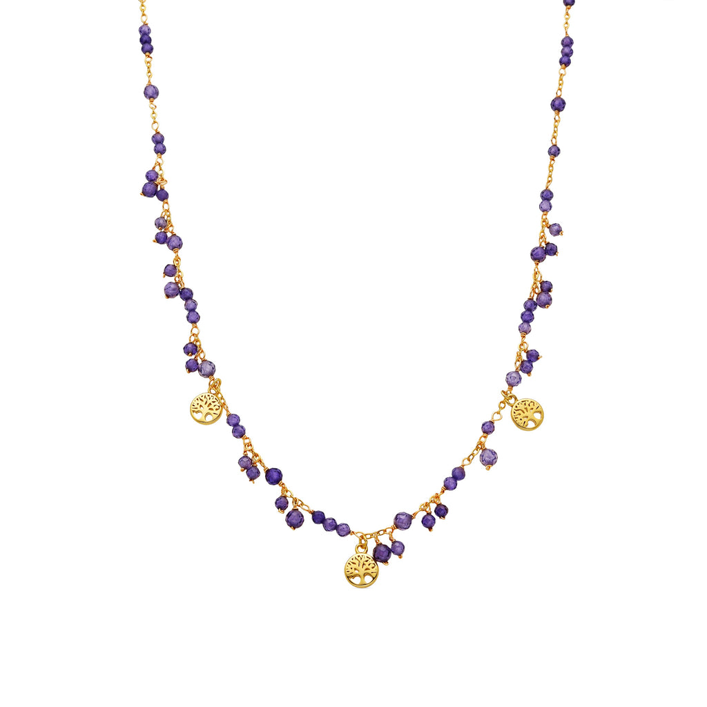 Collar con Cristal Morado acabado oro 18k - Totez