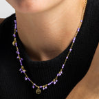 Collar con Cristal Morado acabado oro 18k - Totez