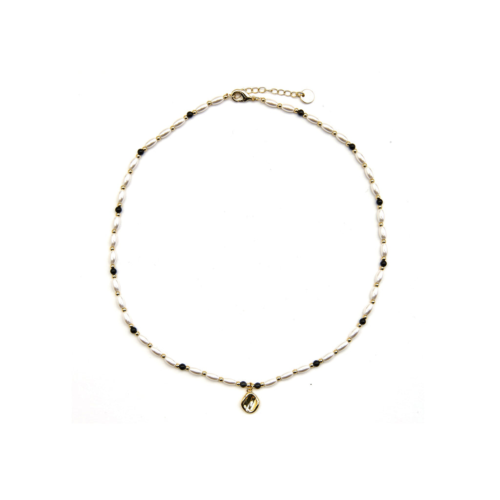 Collar con Perla Blanca acabado oro 18k - Zizi