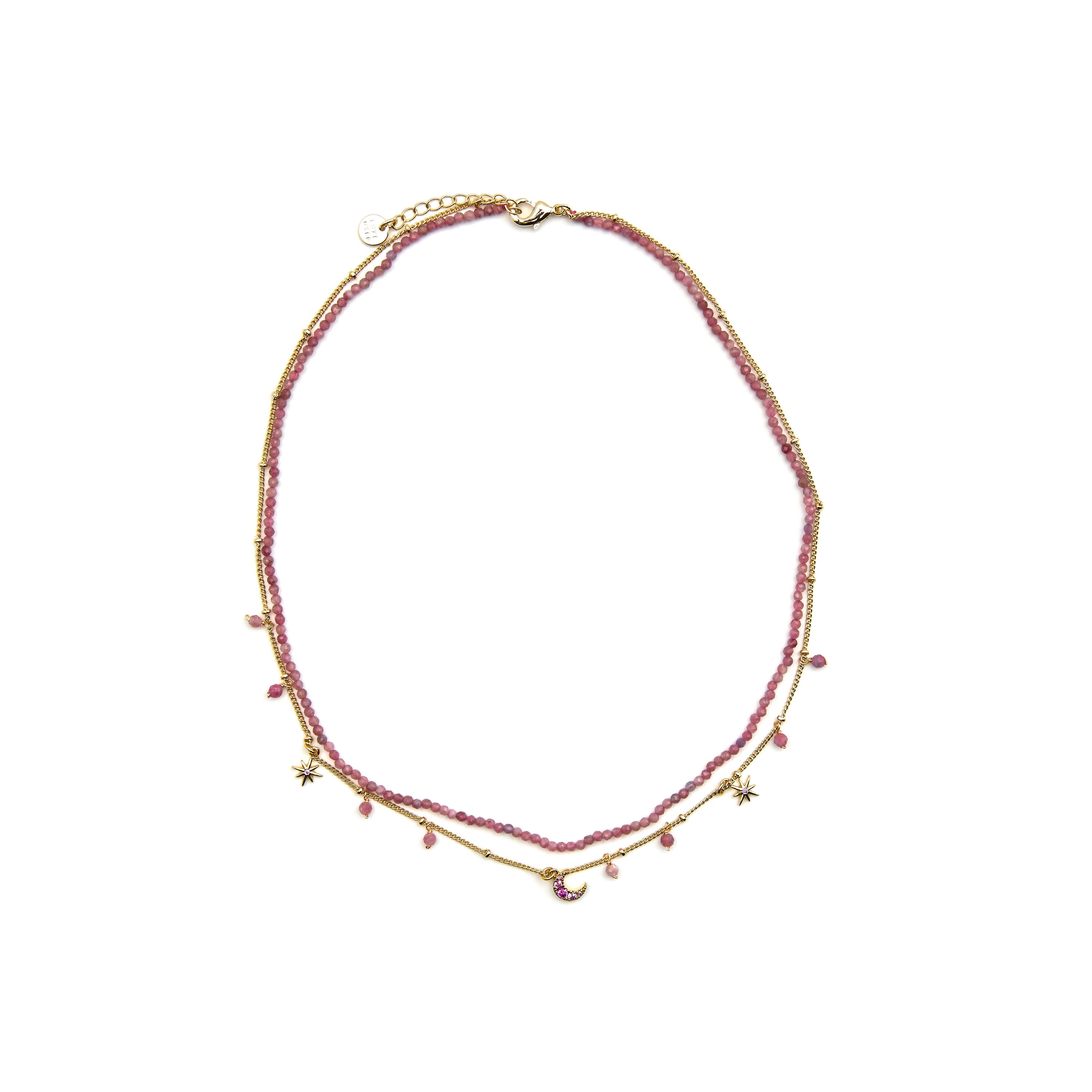 Collar con Cristal Rosa acabado oro 18k - Ethal