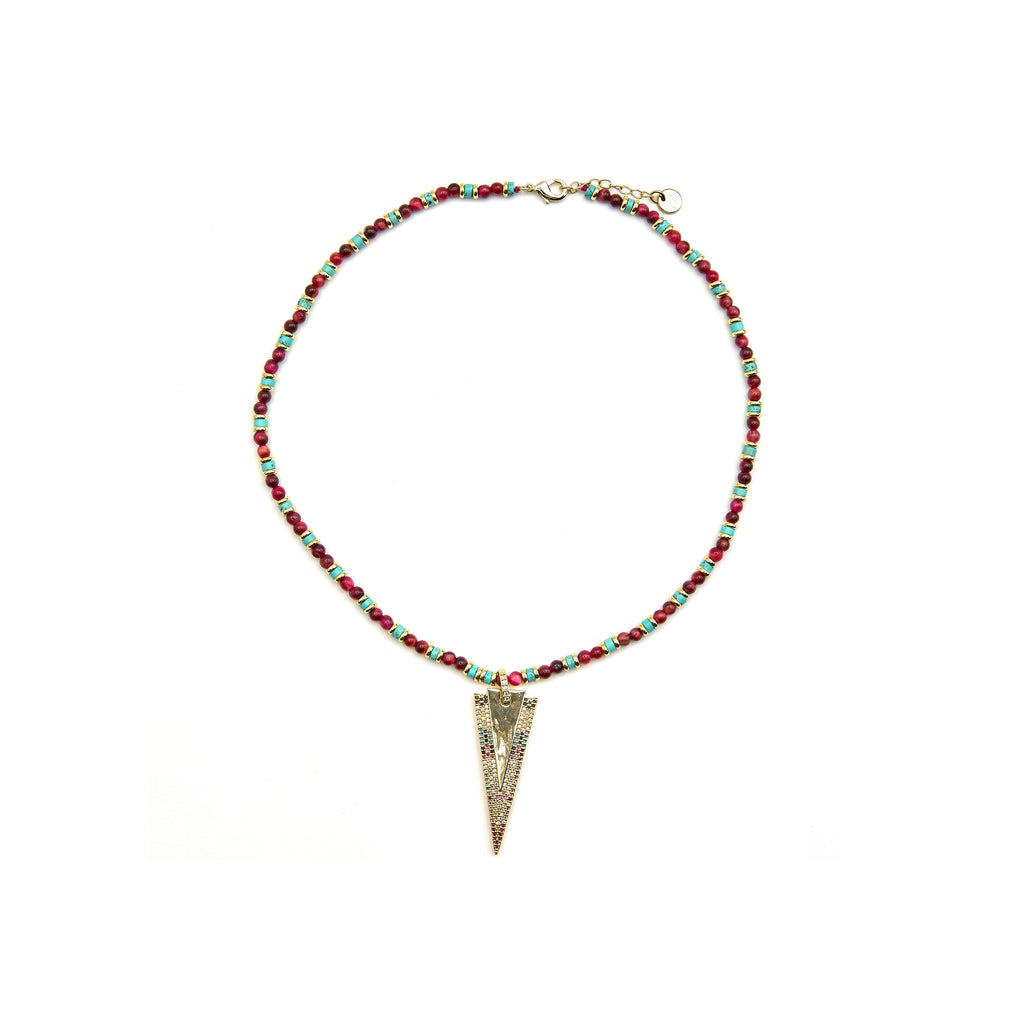 Collar con Circonita Multicolor acabado oro 18k - Colix