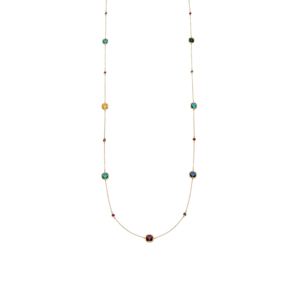 Collar con cuarzo hidrotermal multicolor acabado oro amarillo 18k-Docal