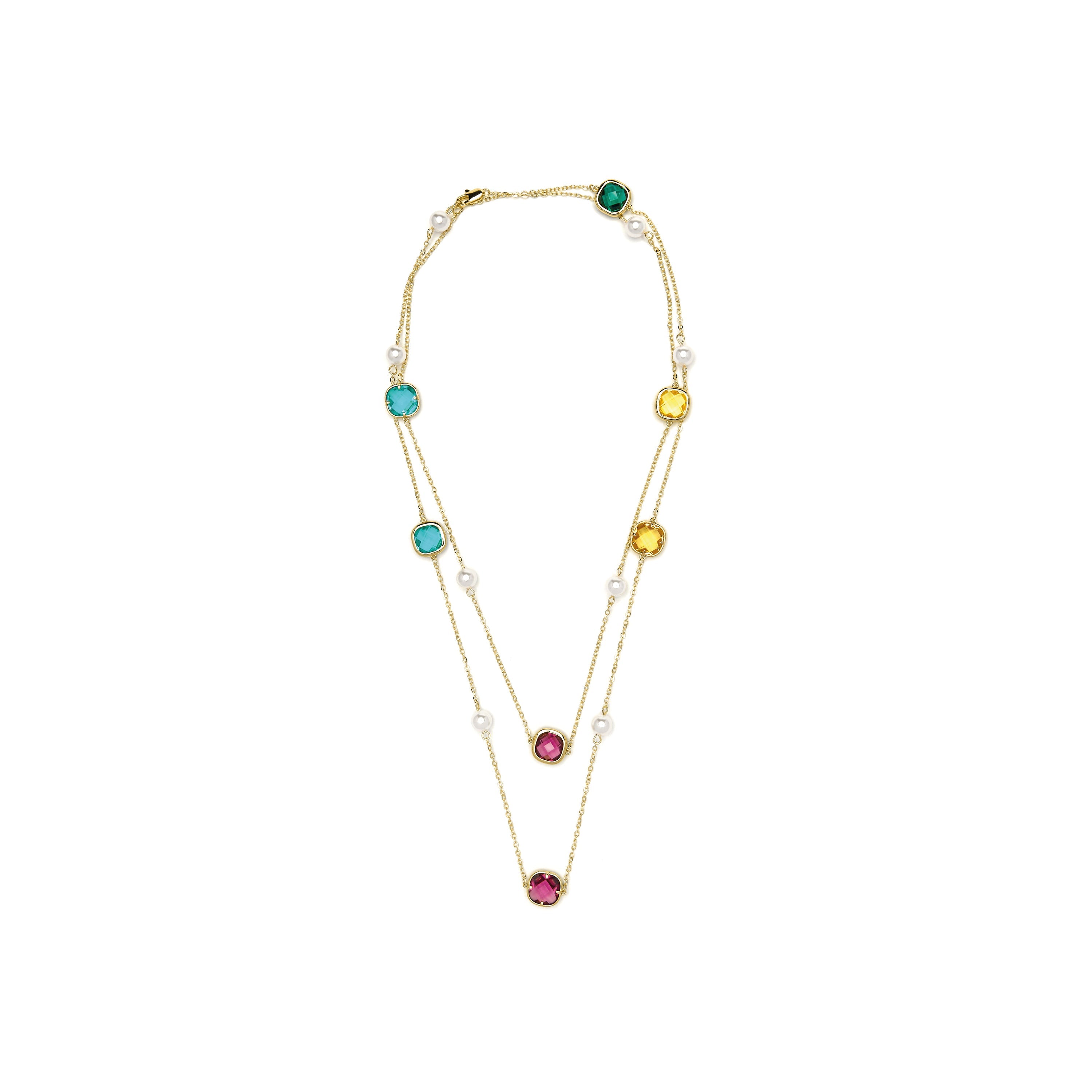 Collar con cuarzo hidrotermal multicolor acabado oro amarillo 18k-Docal