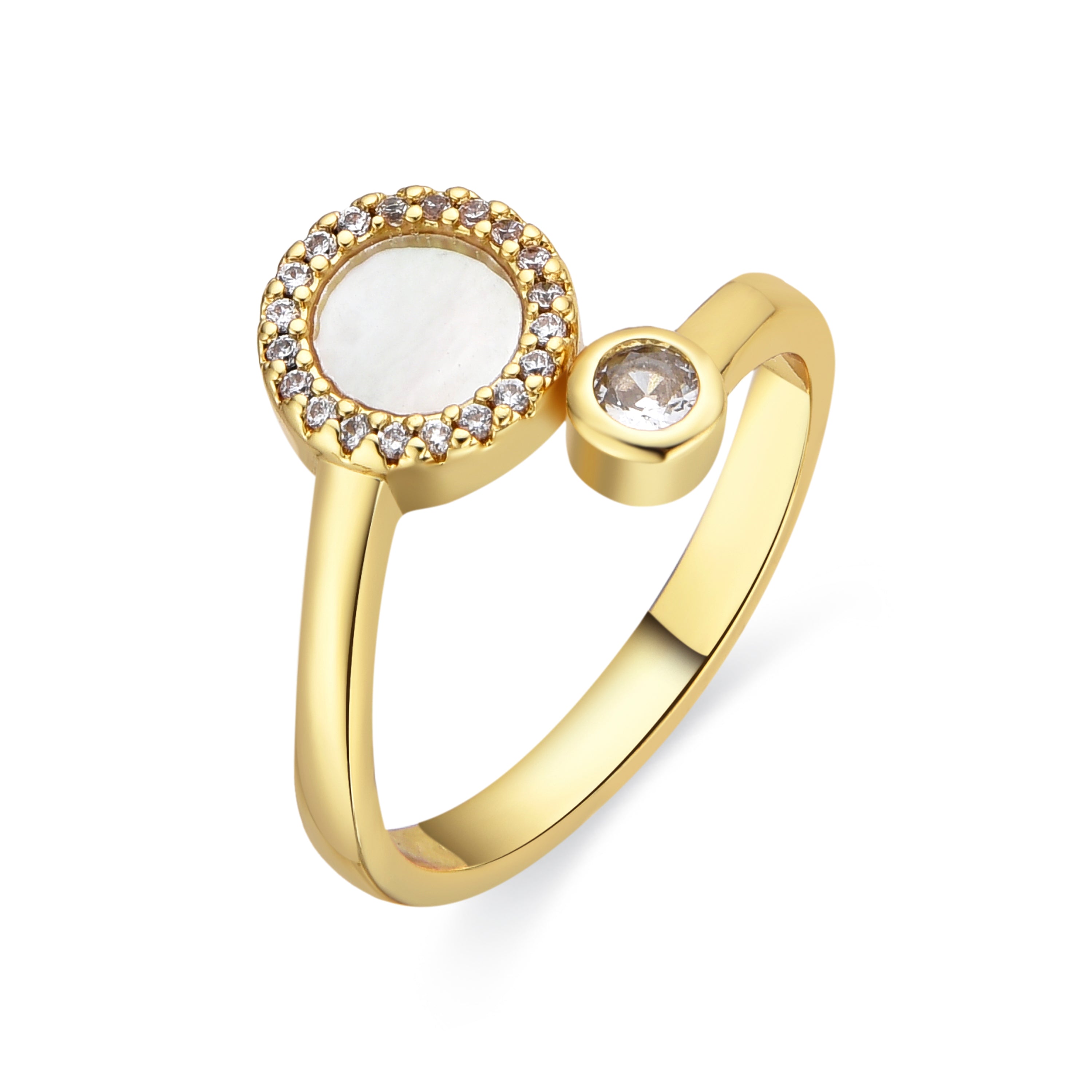 Anillo con Madreperla Blanca acabado oro 18k - Yaran