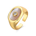Anillo con Madreperla Blanca acabado oro 18k - Staxo