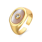 Anillo con Madreperla Blanca acabado oro 18k - Staxo