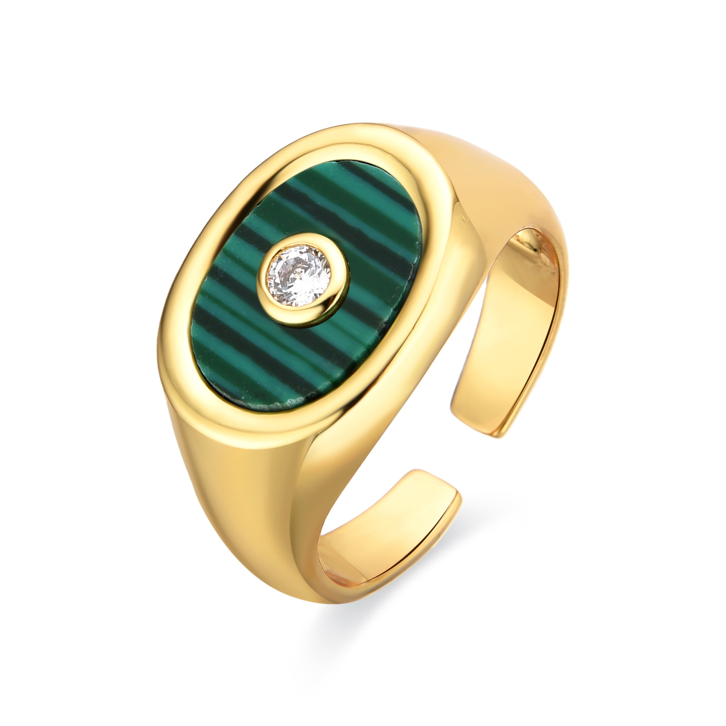 Anillo con Madreperla Blanca acabado oro 18k - Staxo