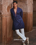 Navy Bandhani Kurta Set By KYNAH, Luxury Indian Fashion & Bridal Wear