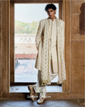 Ivory Patti Jaal Sherwani Set By KYNAH, Luxury Indian Fashion & Bridal Wear
