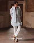 Dusky Blue Nehru Kurta Set By KYNAH, Luxury Indian Fashion & Bridal Wear