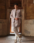 Grey Nehru Kurta Set By KYNAH, Luxury Indian Fashion & Bridal Wear