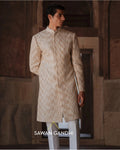 Ivory Gold Sequins Sherwani Set By KYNAH, Luxury Indian Fashion & Bridal Wear