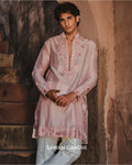 Blush Pink Floral Appliqué Kurta Set By KYNAH, Luxury Indian Fashion & Bridal Wear