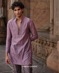 Dusty Mauve Chanderi Swarovski Kurta Set By KYNAH, Luxury Indian Fashion & Bridal Wear