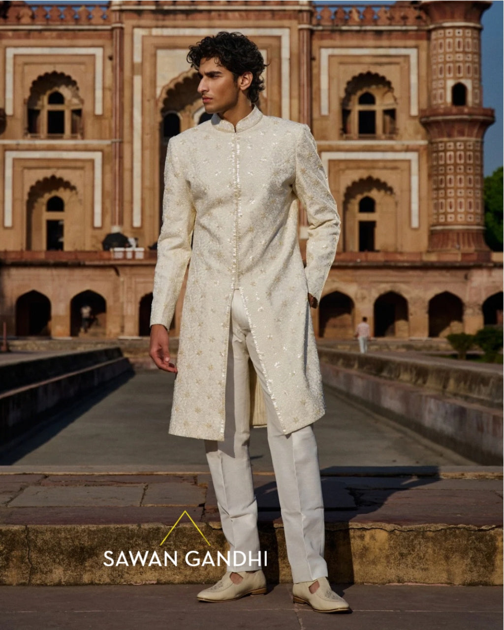 Parsi Jaal Sherwani Set By KYNAH, Luxury Indian Fashion & Bridal Wear