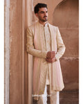 Ivory Chevron Sequins Sherwani Set By KYNAH, Luxury Indian Fashion & Bridal Wear