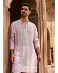 Peach Pearl ,Cutdana And Mirror Work Kurta Set By KYNAH, Luxury Indian Fashion & Bridal Wear