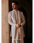 Ivory Cutdana And Sequin Sherwani Set By KYNAH, Luxury Indian Fashion & Bridal Wear