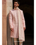 Chanderi Threadwork Sherwani Set By KYNAH, Luxury Indian Fashion & Bridal Wear