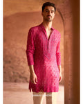 Pink Chikankari Kurta Set By KYNAH, Luxury Indian Fashion & Bridal Wear