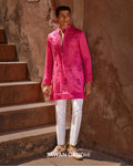 Hot Pink Appliqué Kurta Set By KYNAH, Luxury Indian Fashion & Bridal Wear