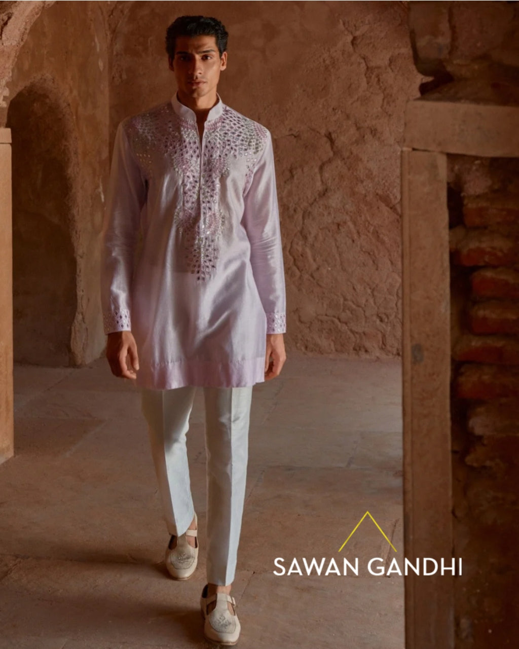 Lilac Appliqué Kurta Set By KYNAH, Luxury Indian Fashion & Bridal Wear