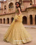 Yellow Chevron Lehenga Set By KYNAH, Luxury Indian Fashion & Bridal Wear
