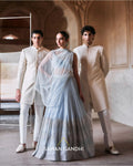 Pastel Blue Sequin And Beadwork Lehenga Set By KYNAH, Luxury Indian Fashion & Bridal Wear