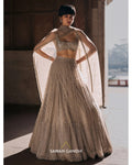 Grey Cutdana And Mirrorwork Lehenga Set By KYNAH, Luxury Indian Fashion & Bridal Wear