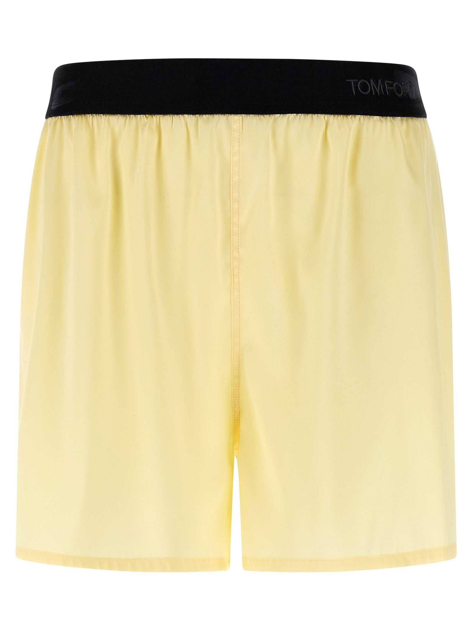 Tom Ford Stretch Silk Satin Shorts — Yellow