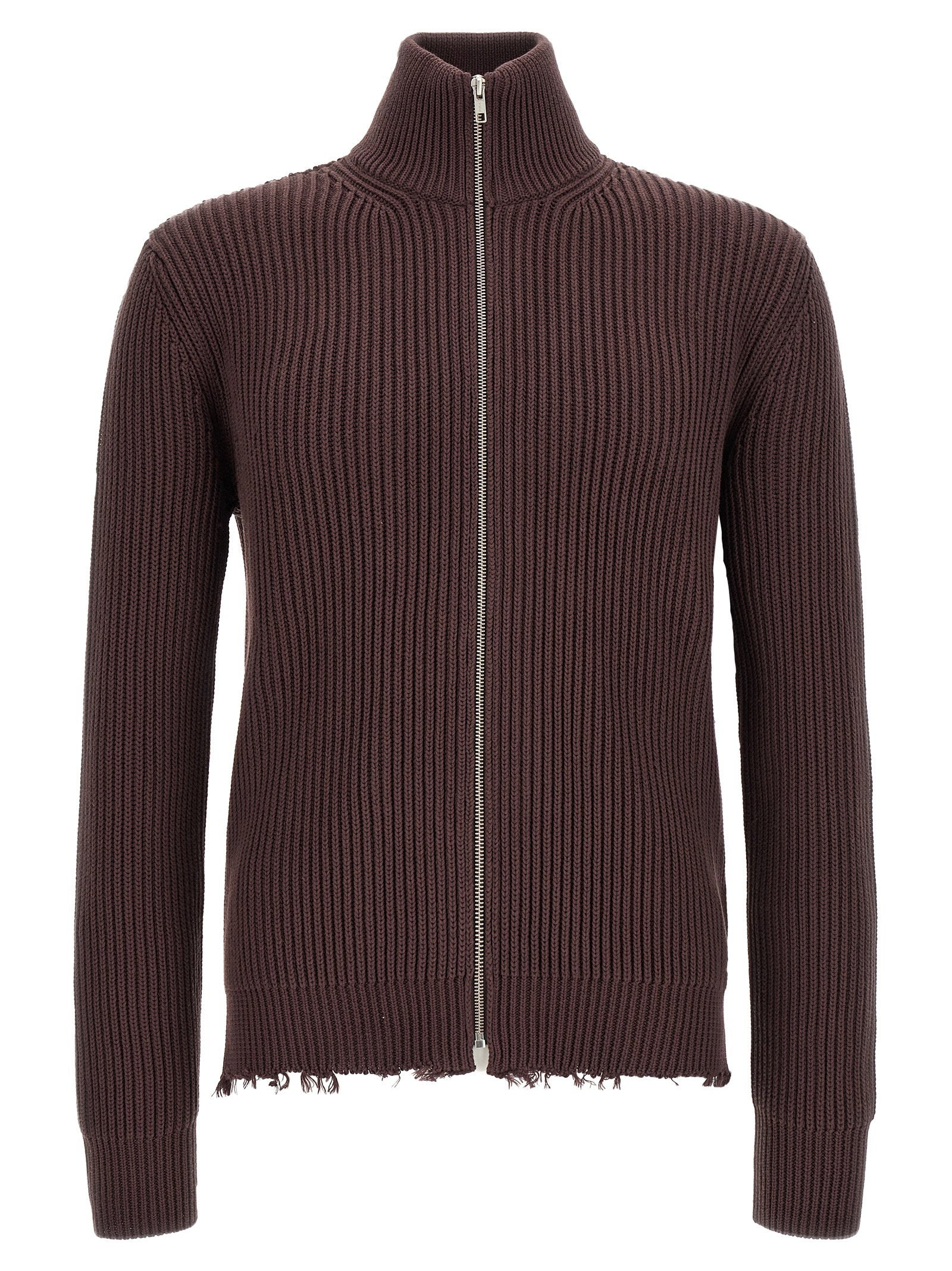 Mm6 Maison Margiela Ribbed Cotton Turtleneck Sweater — Brown