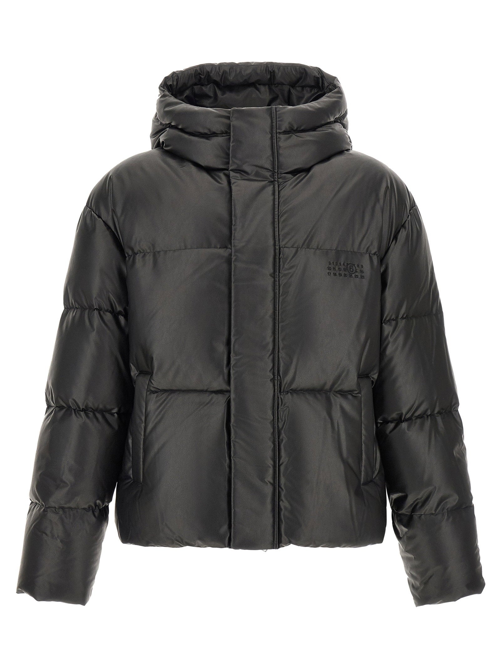 Mm6 Maison Margiela Lacquered Finish Down Down Jacket — Black