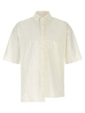 Mm6 Maison Margiela Bi-Material Asymmetric Shirt — Cream