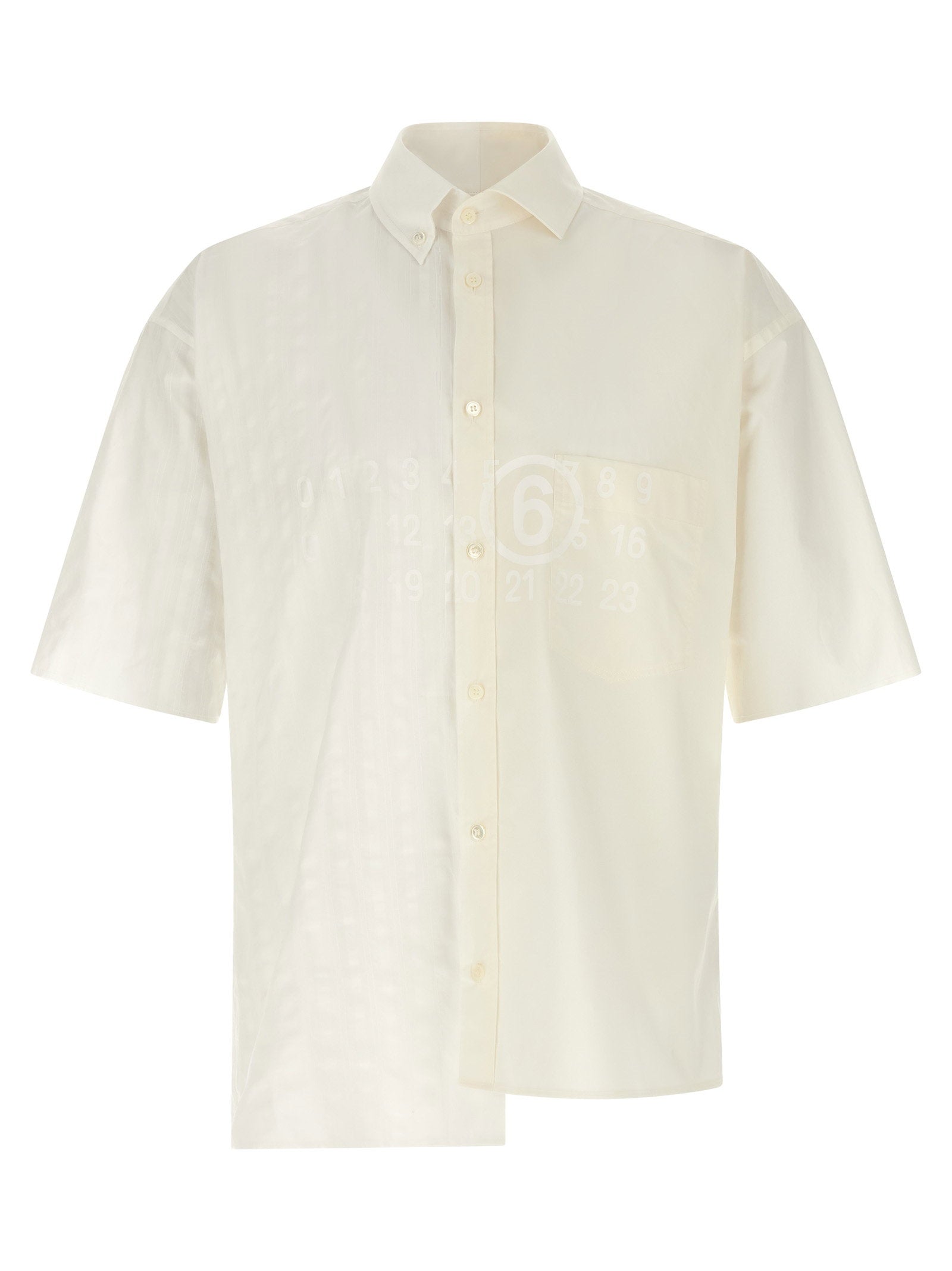 Mm6 Maison Margiela Bi-Material Asymmetric Shirt — Cream